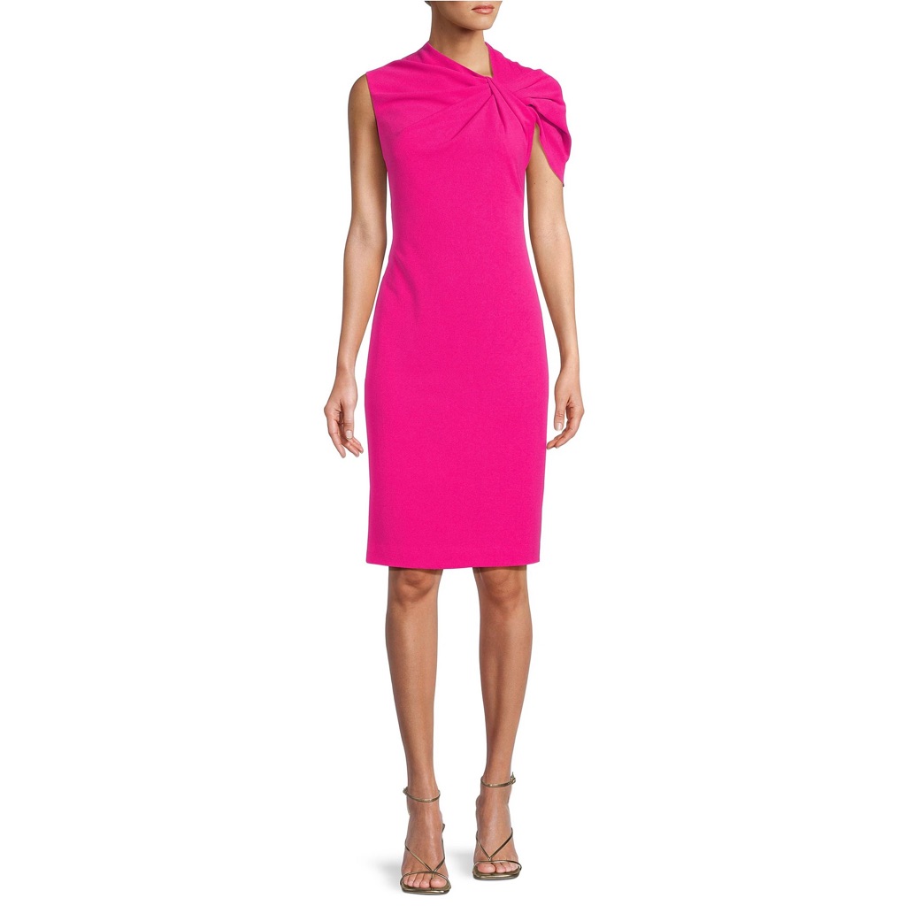 Trina Turk Keshi Pink Asymmetrical Sheath Cocktail Dress